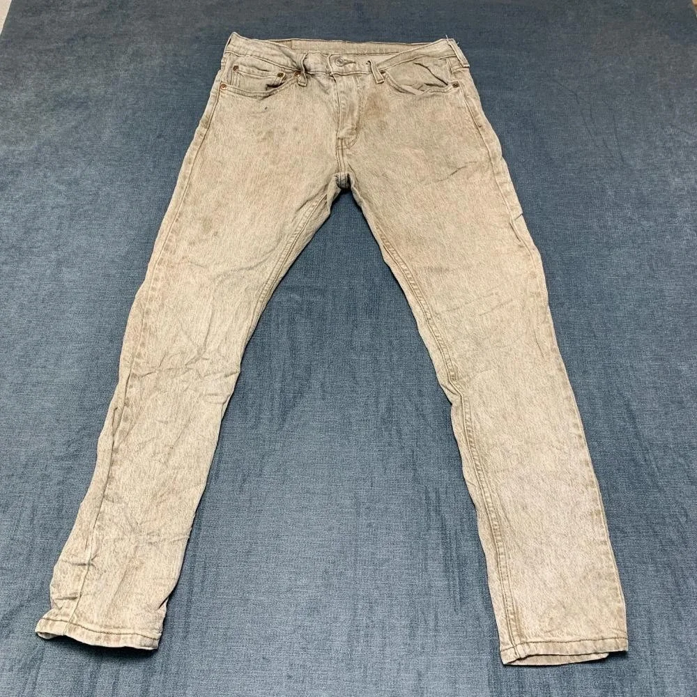 Levi's 512 Jeans Mens 31x30 Beige Denim Cotton Slim Fit Mid Rise Tapered Leg